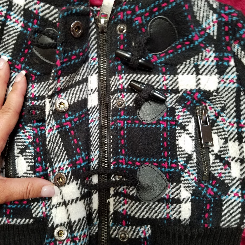 DOLLHOUSE GIRLS 12M PLAID HOODED COAT - Picture 3 of 8